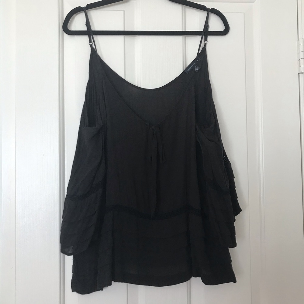 American Eagle Dark Blue Open Shoulder Top